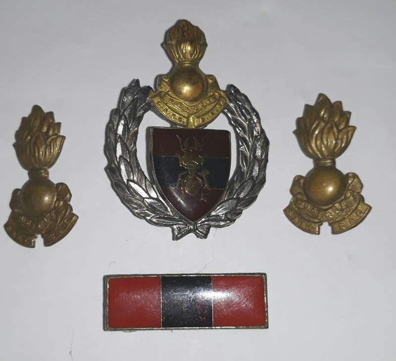 SADF 1st Construction Engineer Regiment Cap, Beret Bar and Collar Badges