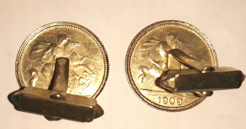 Vintage Reproduction Costume Jewelry Styled Sovereign Cufflinks