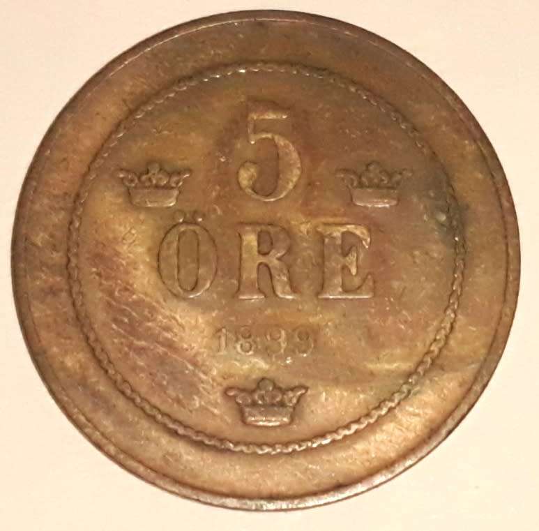 1899 Swedish Five Ore