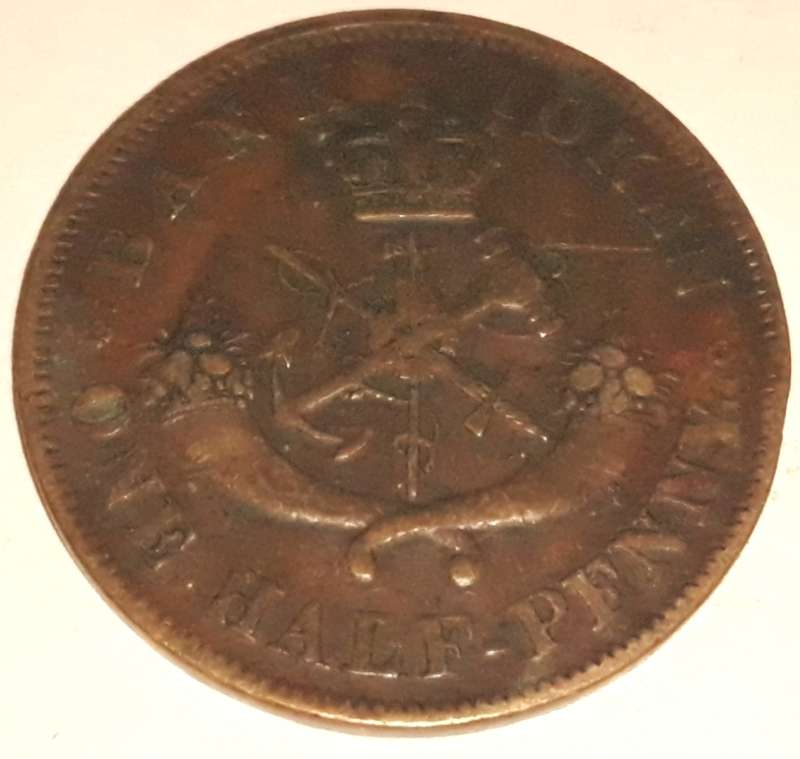 1854 Bank of Upper Canada Half Penny Token