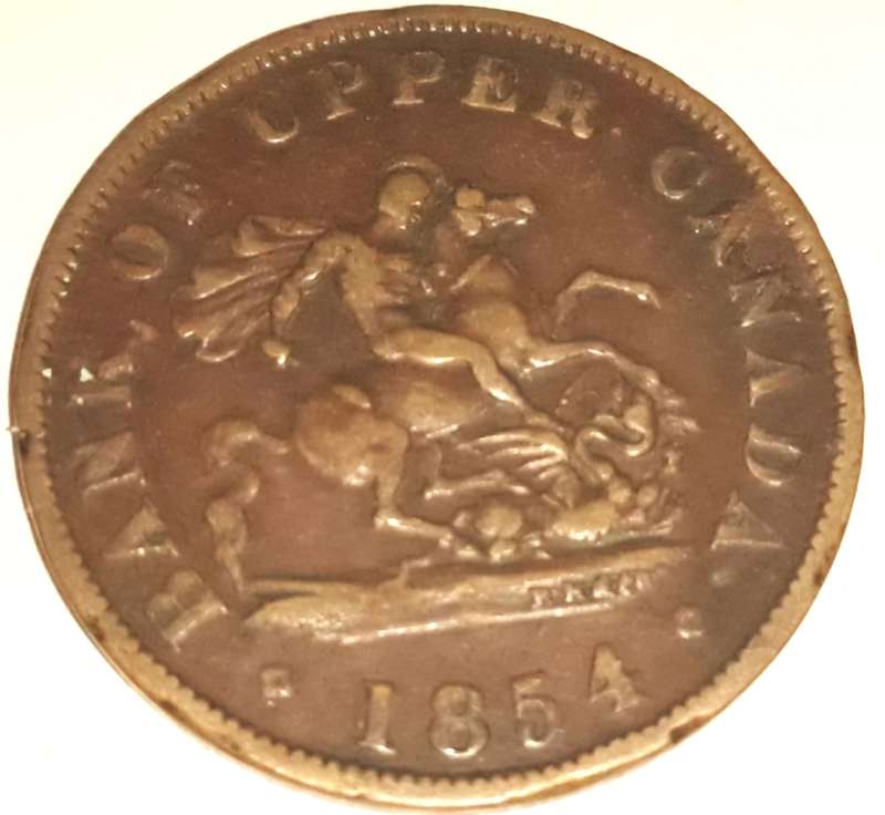 1854 Bank of Upper Canada Half Penny Token