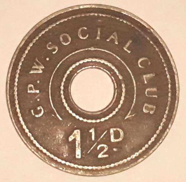 Vintage Government Printing Works Club 1 1/2 D Token