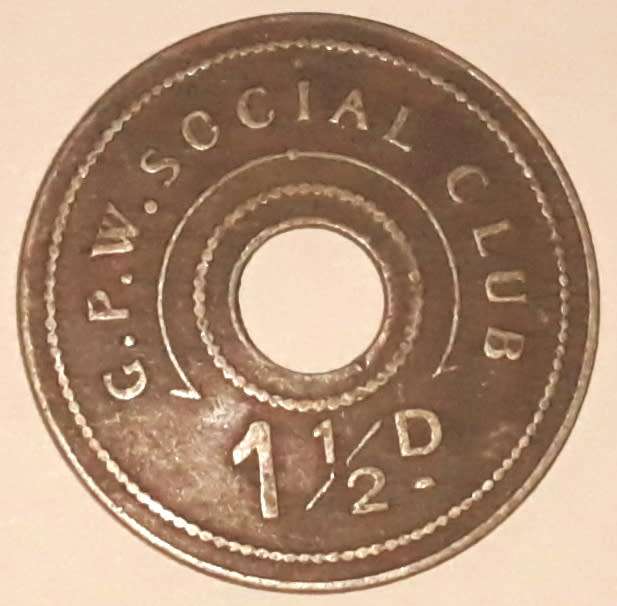 Vintage Government Printing Works Club 1 1/2 D Token