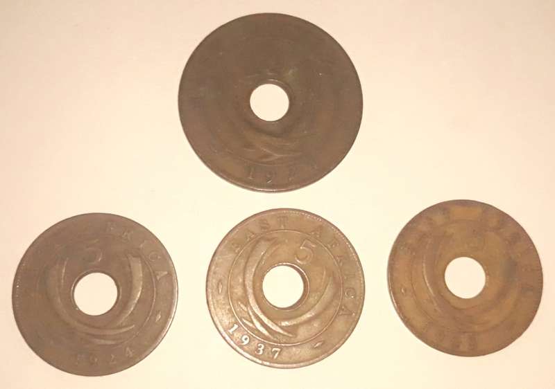 British East African Five and Ten Cent Coins