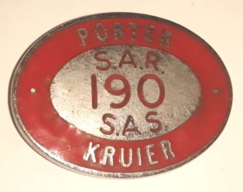 Vintage South African Railways Porter / Kruier Badge