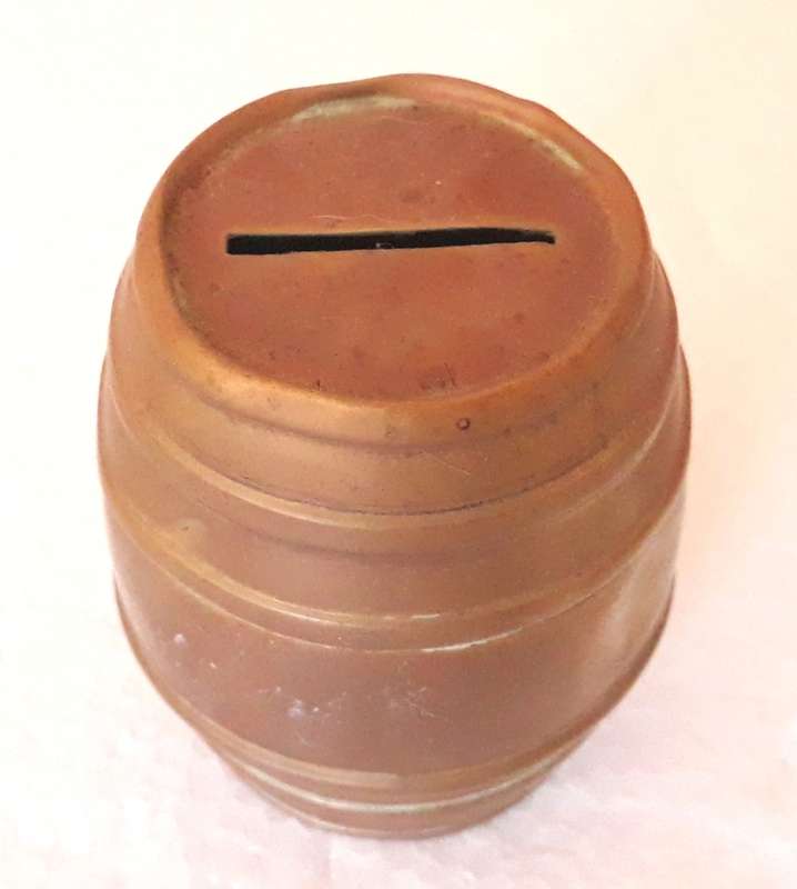 Antique Victorian/Edwardian Era Brass Barrel Money Box