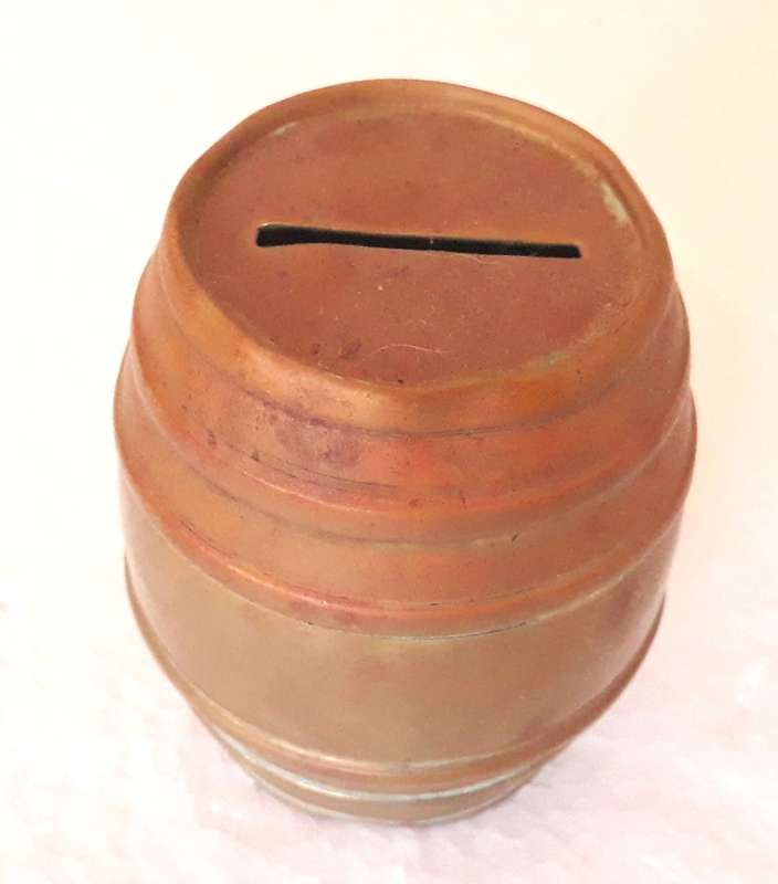 Antique Victorian/Edwardian Era Brass Barrel Money Box
