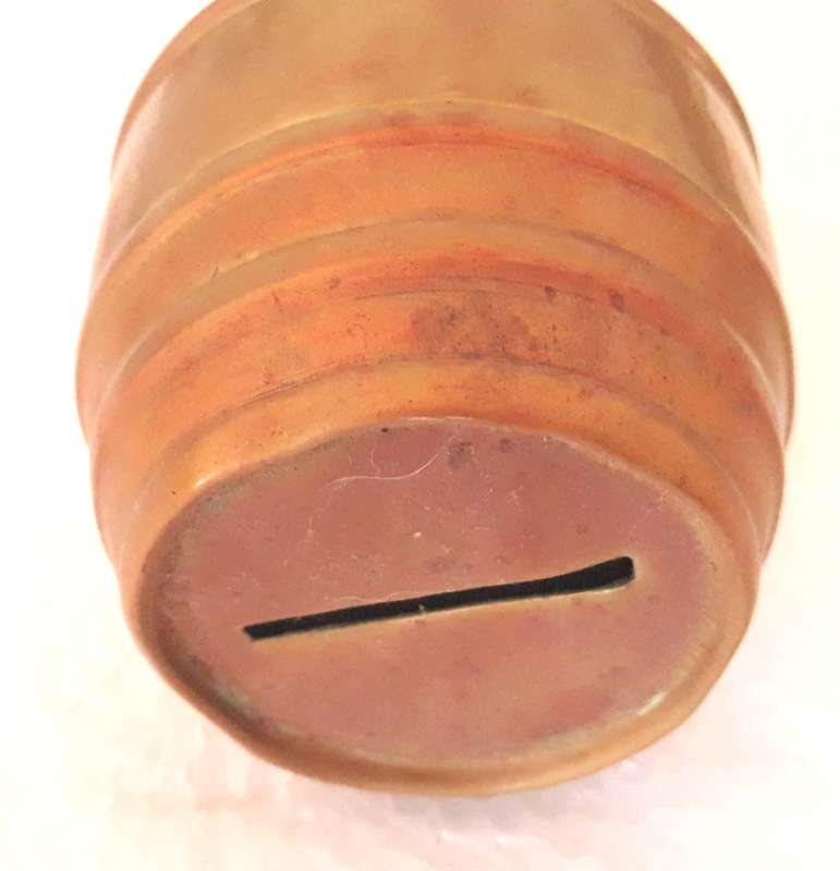 Antique Victorian/Edwardian Era Brass Barrel Money Box
