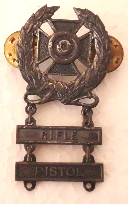 Vintage United States Army Expert Marksman Badge - Rifle and Pistol Bars