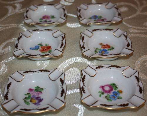 Bavaria - 6 beautiful miniature ashtrays with gold gilding