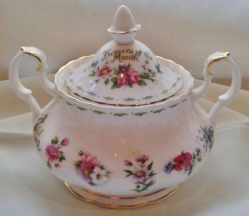 Royal Albert Flower of the Month Sugar Bowl with Lid