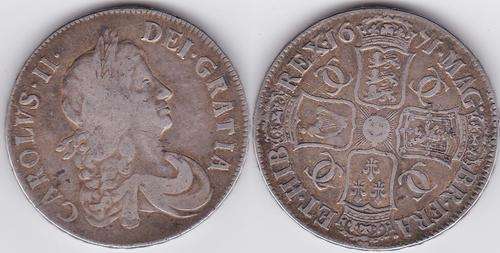 Historic Significant Old Silver Item 1 of 2.King CharlesII Silver Crown 1671 Tertio.R1 Start