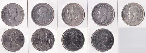 9 UNC Crowns of Great Britian 1937 to 81.George VI and Elizabeth II.Bid per coin to take lot
