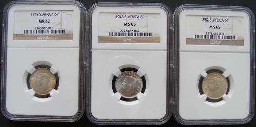 Union of SA.King George VI:High Grade 6P Type Set.All NGC++All Three for one price++R1 Start