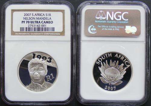 Four Peace Champions.Item 2 of 4.2007 Silver R1 Nelson Mandela.Finest known and first to be graded.