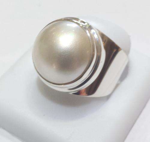 *Stunning New* Bulky Solid Sterling Silver White Mabe Pearl Ring