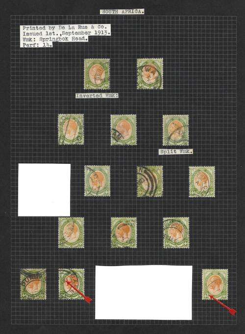 South Africa - union 4d + 6d + 1s king`s head study + varieties (5 pages)