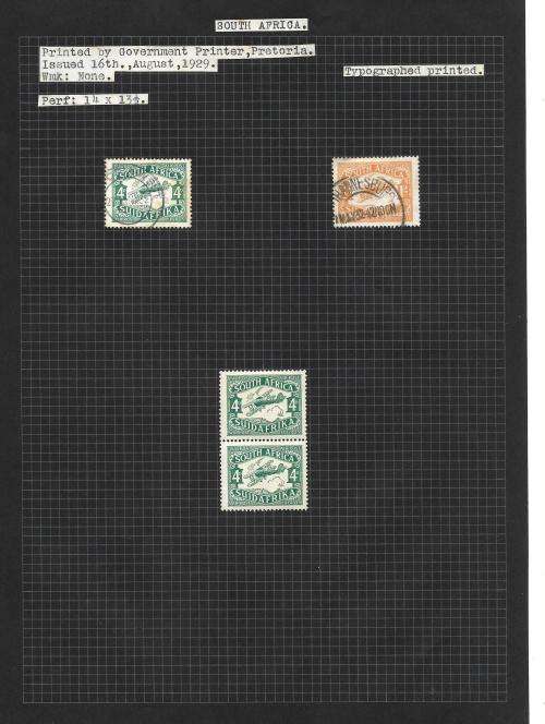 South Africa - union commemorative study, including missing eyebrow variety - 2 pages