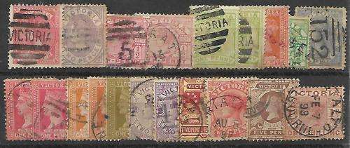 Australia - Victoria state selection of Queen Victoria stamps with useful cancellations
