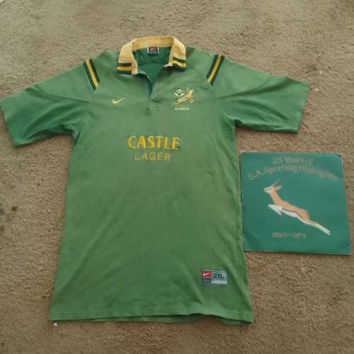 Vintage Nike Springbok Rugby Jersey and SABC Commentators Record