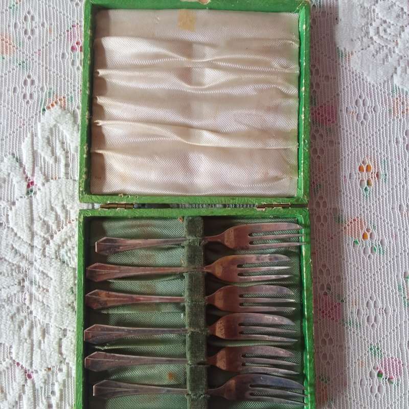 Antique Silver plated tray and forks made in England