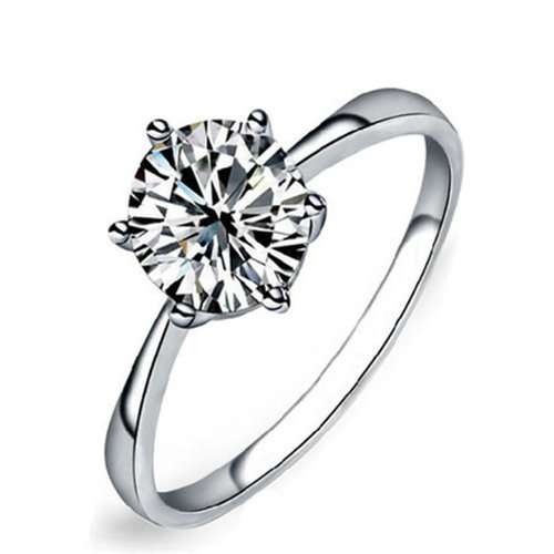 **ABSOLUTELY GORGEOUS** SPARKLING WHITE RHODIUM PLATED SOLITARY RING SIZE 8/18.1MM