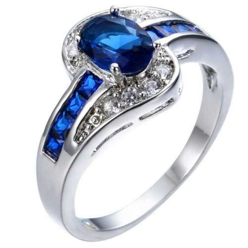 **UNIQUE**WHITE GOLD FILLED ENGAGEMENT RING SIZE O/7/17.35MM