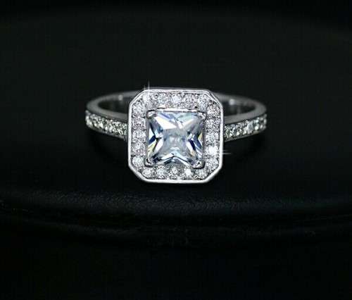 **ABSOLUTELY GORGEOUS** RHODIUM PLATED PLATED SQUARE RING SIZE O/7/17.35MM