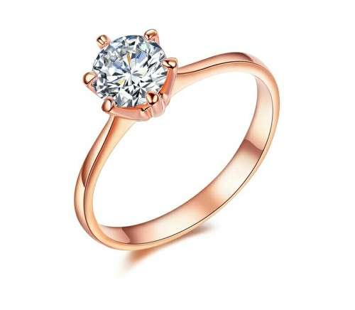 **ABSOLUTELY GORGEOUS** SPARKLING ROSE GOLD PLATED SOLITARY RING SIZE 8/18.1MM