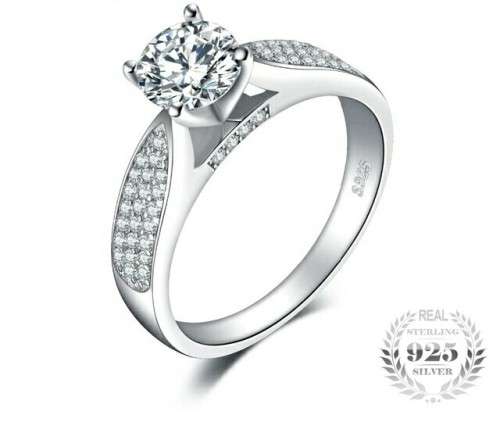 **ABSOLUTELY GORGEOUS** STERLING SILVER ENGAGEMENT RING SIZE/O/7/17.35MM
