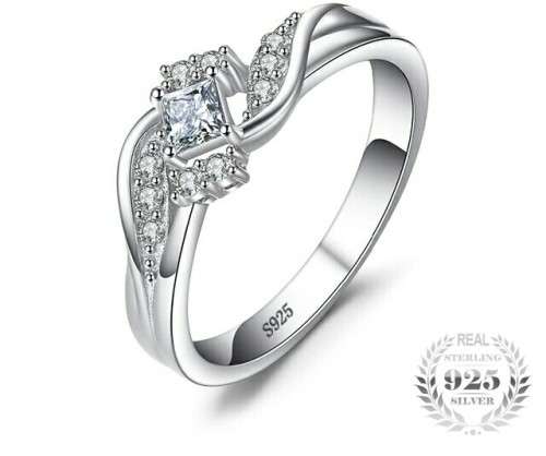 ** GORGEOUS** STERLING SILVER PRINCES CUT RING SIZE/O/7/17.35MM