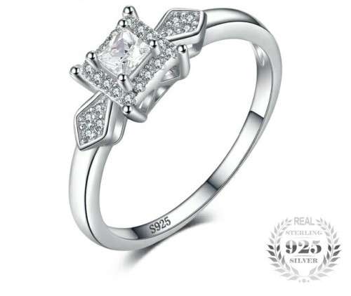 ** EXQUISITE** STERLING SILVER PRINCES CUT RING SIZE/O/7/17.35MM