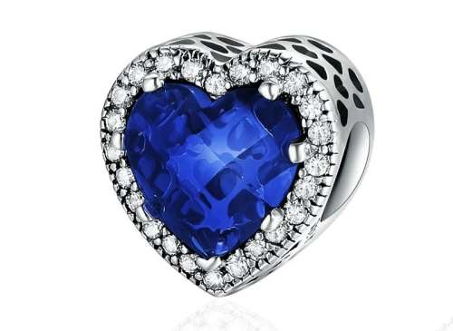 925 Sterling Silver Sparkly Heart Charm