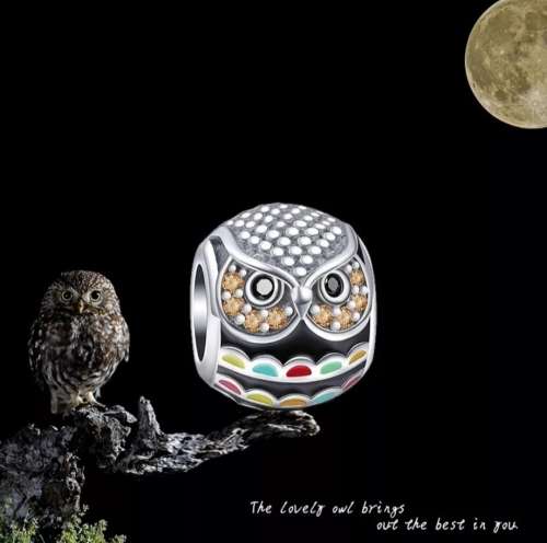 BEAUTIFUL 925 STERLING SILVER OWL ANIMAL CHARM