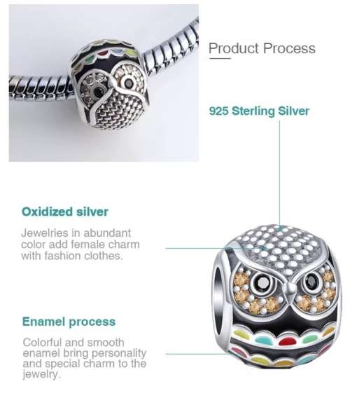 BEAUTIFUL 925 STERLING SILVER OWL ANIMAL CHARM