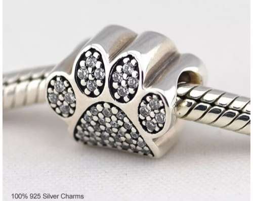 NEW 100% 925 Sterling Silver Paw Charm