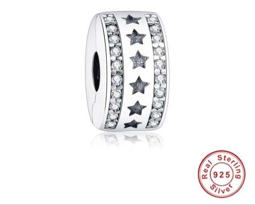 NEW 100% 925 Sterling Silver Starry Clip Charm