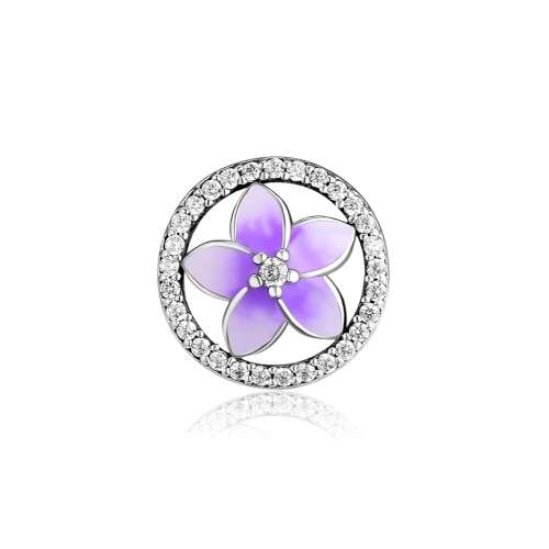 925 Sterling Silver  Purple Flower Charm