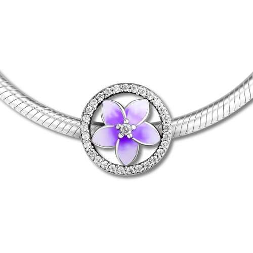 925 Sterling Silver  Purple Flower Charm