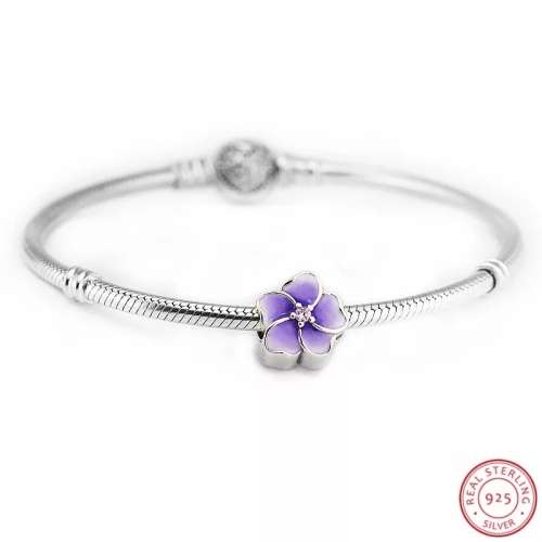 NEW 100% 925 Sterling Silver Purple Poetic Bloom Charm