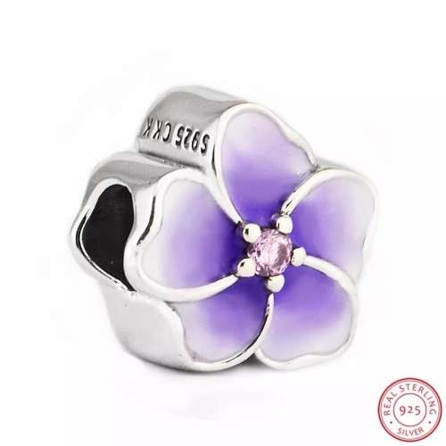 NEW 100% 925 Sterling Silver Purple Poetic Bloom Charm