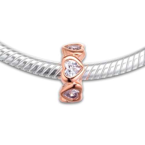 925 Sterling Silver Rose Gold Spacer Charm