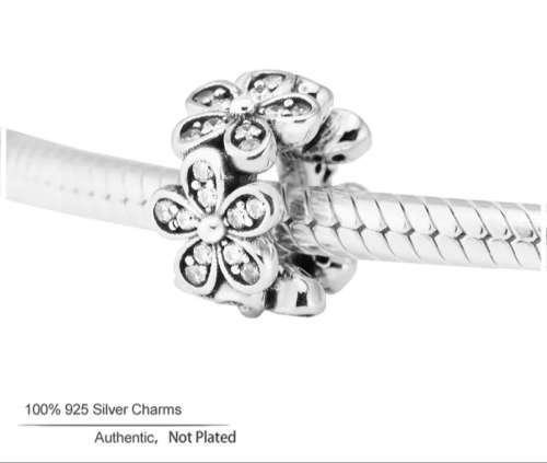 925 Sterling Silver Dazzling Daisies Spacer Charm