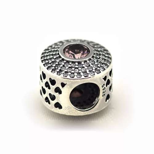 925 Sterling Silver Blush Pink Crystal Charm