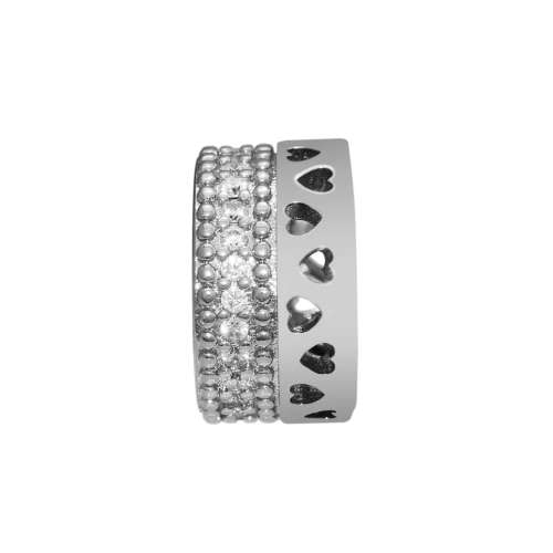 925 Sterling Silver Classic Hearts Spacer Charm