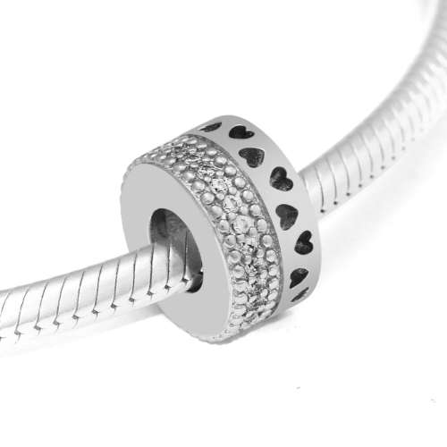 925 Sterling Silver Classic Hearts Spacer Charm