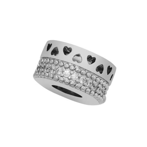 925 Sterling Silver Classic Hearts Spacer Charm