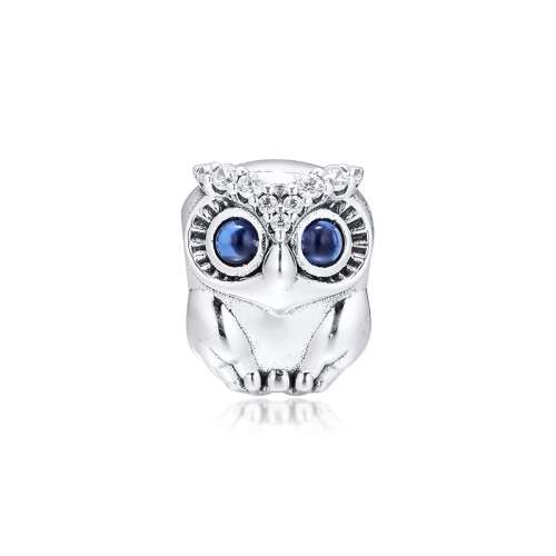 925 Sterling Silver Sparkly Owl Charm
