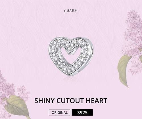925 Sterling Silver Shiny Heart Charm