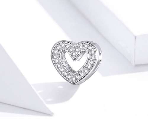 925 Sterling Silver Shiny Heart Charm